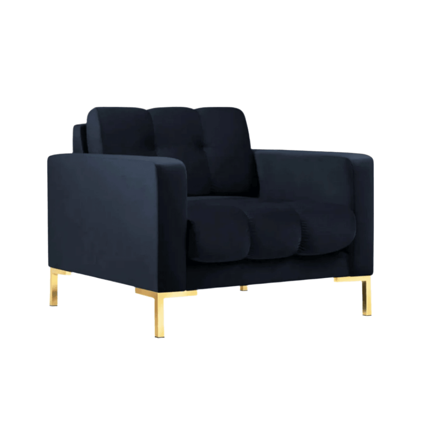 Mamaia velvet armchair with gold legs
