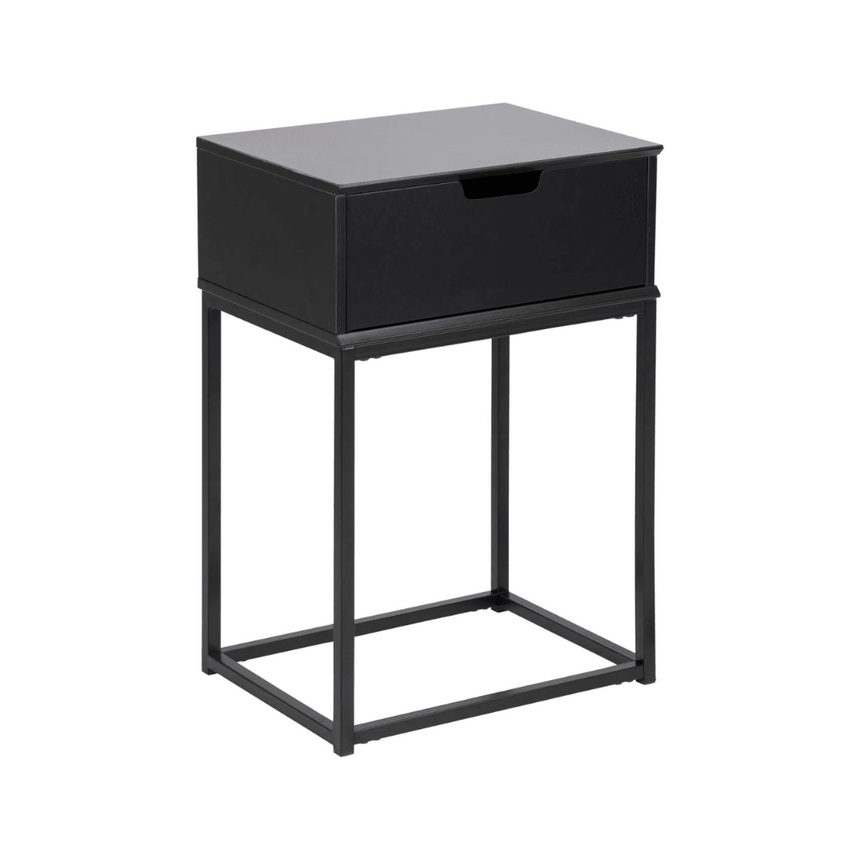 Mitra wooden bedside table with metal legs