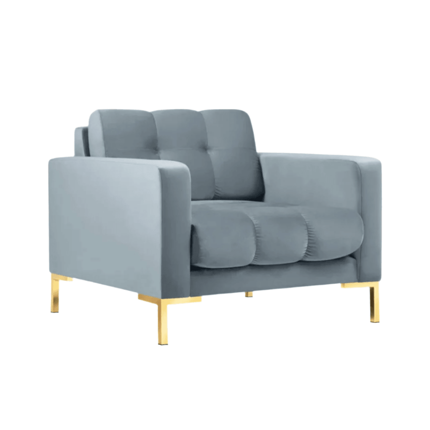 Mamaia velvet armchair with gold legs