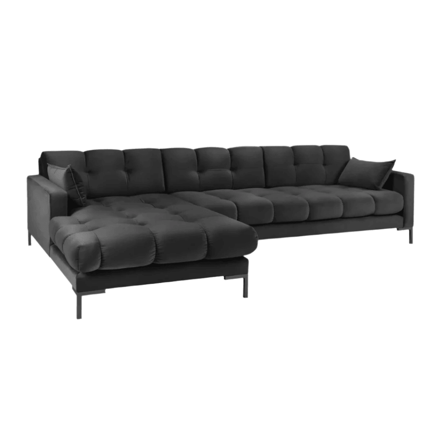 Mamaia balos bársony sarokkanapé fekete lábbal