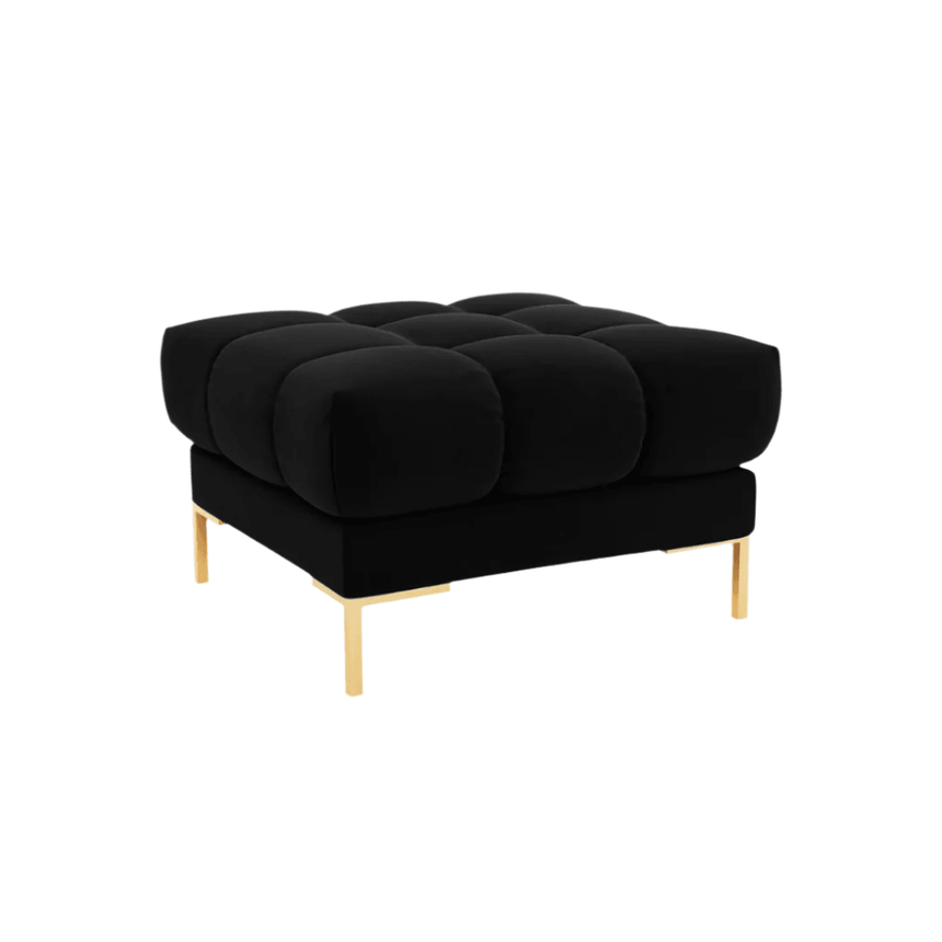 Mamaia velvet pouf with gold legs