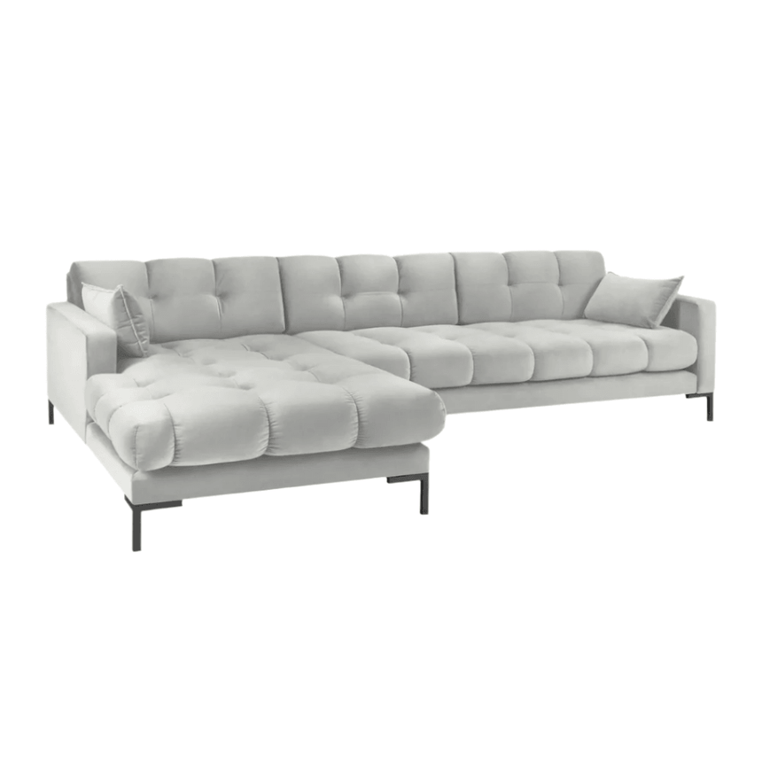 Mamaia balos bársony sarokkanapé fekete lábbal