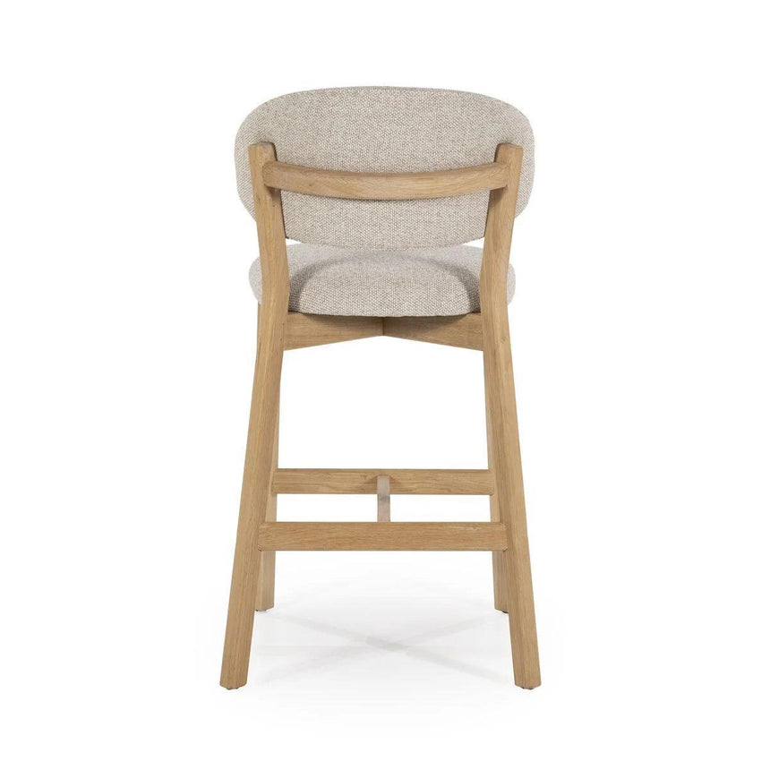 Mikky fabric bar stool with natural legs