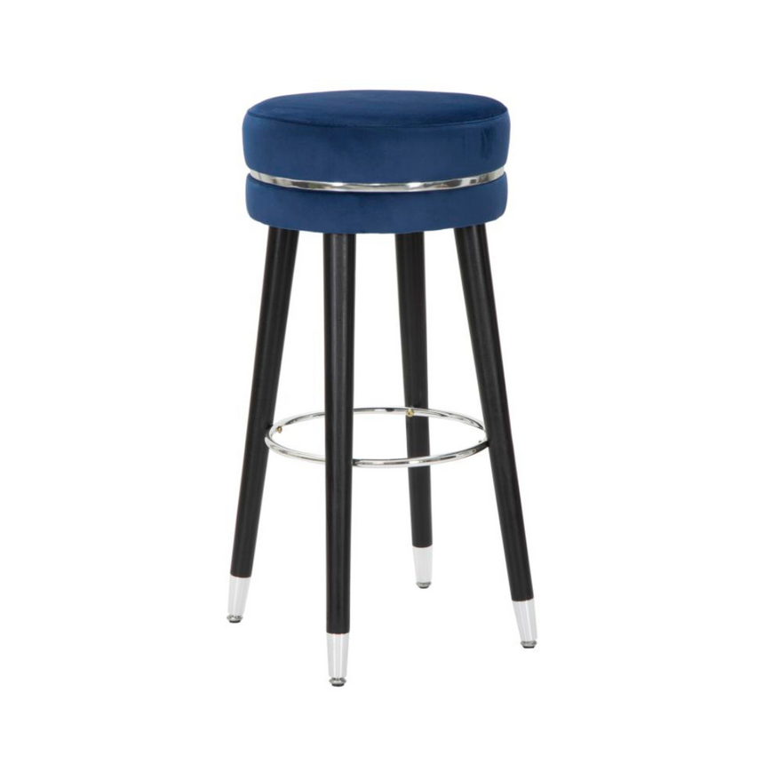 Paris velvet bar stool silver