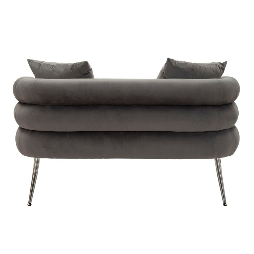 Silvery 2-seater velvet sofa
