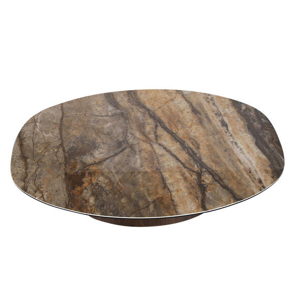 Danish dohányzóasztal – Kerámia onyx felülettel és dió furnér vázzal