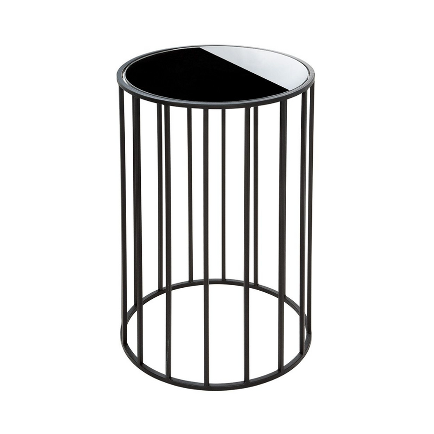 Black Round glass side table set
