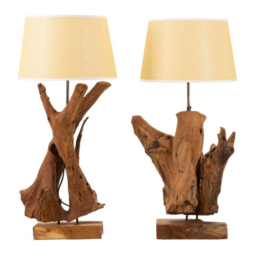 Teak Riciclato fa asztali lámpa