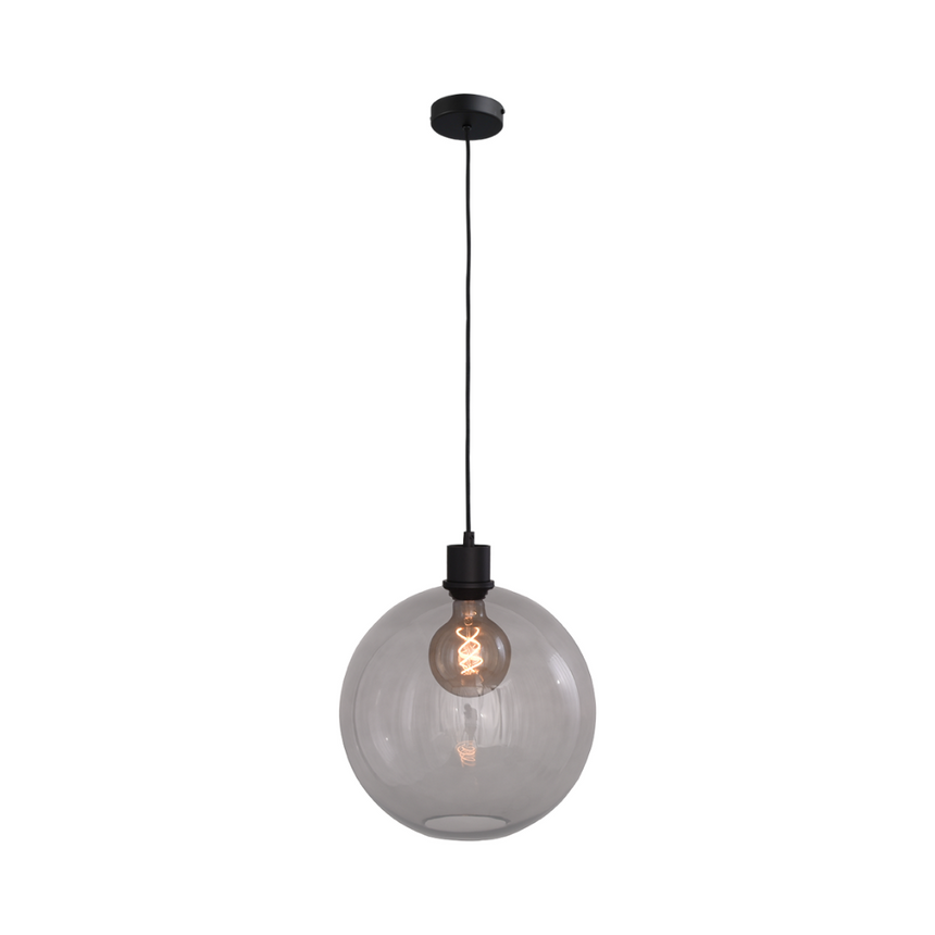 Lazise világosszürke üveg függőlámpa fekete foglalattal