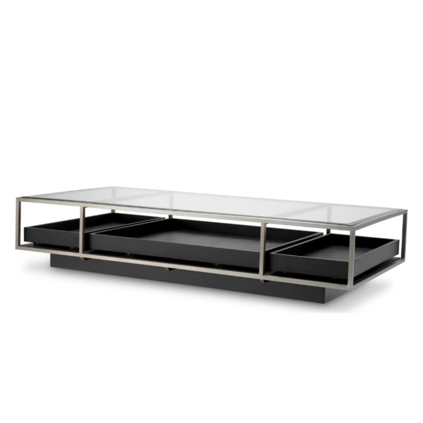 Roxton üveg dohányzóasztal ezüst kerettel