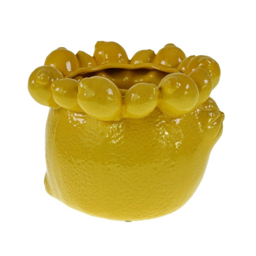 Lemon clay flower pot