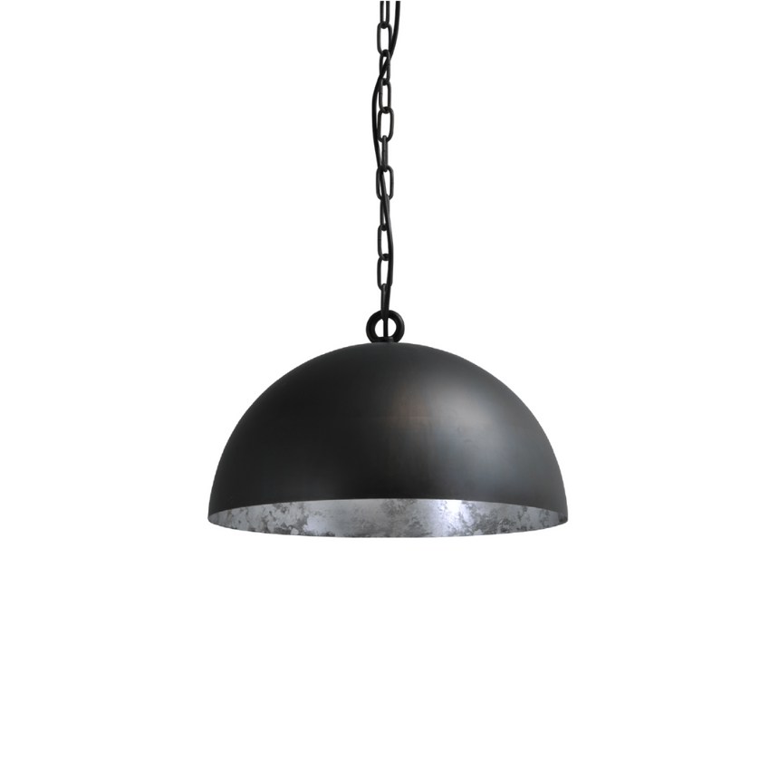 Larino 1-bulb black metal pendant lamp with silver interior