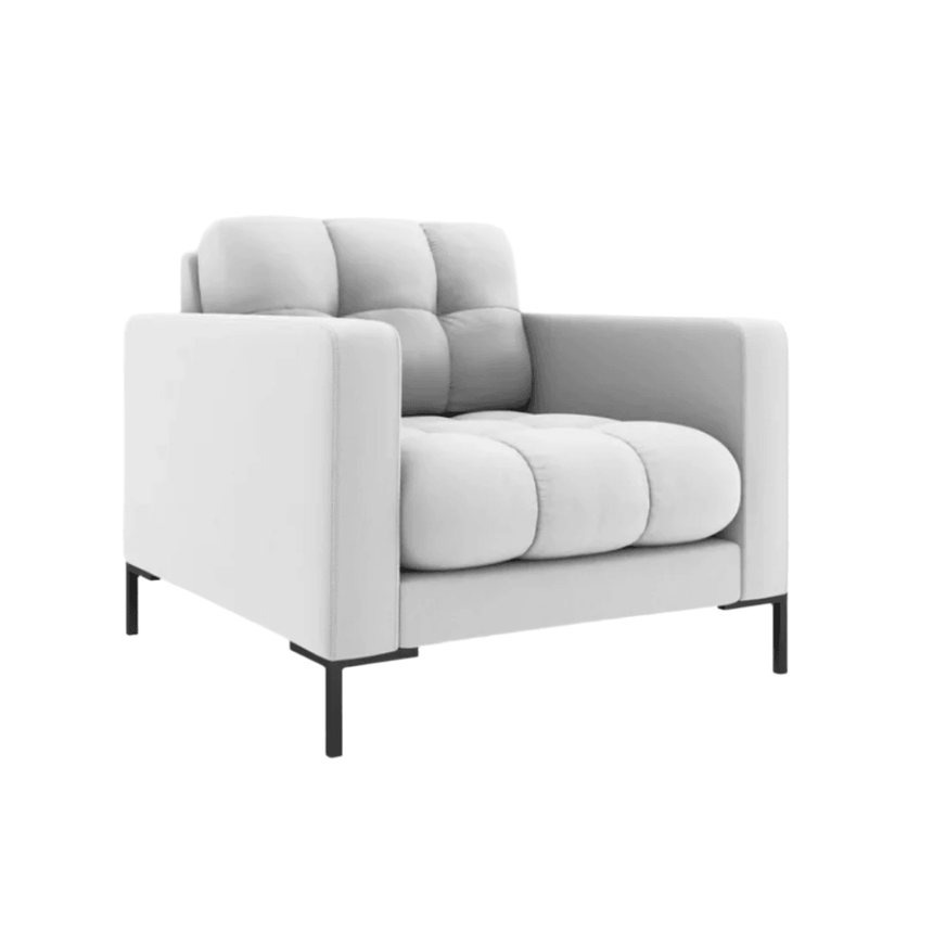 Mamaia fabric armchair with black legs