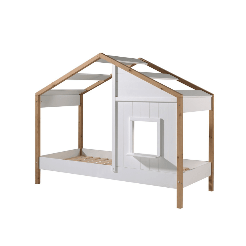 Babs 91 wooden house children's bed, 90x200 with bed linen holder