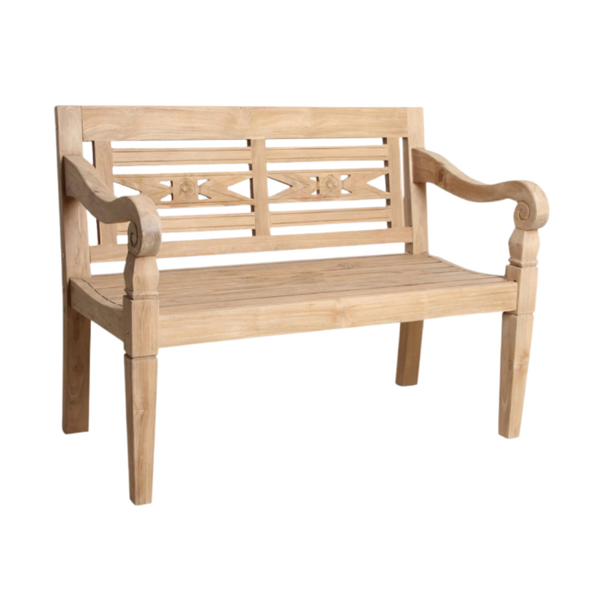 Boho wooden garden bench