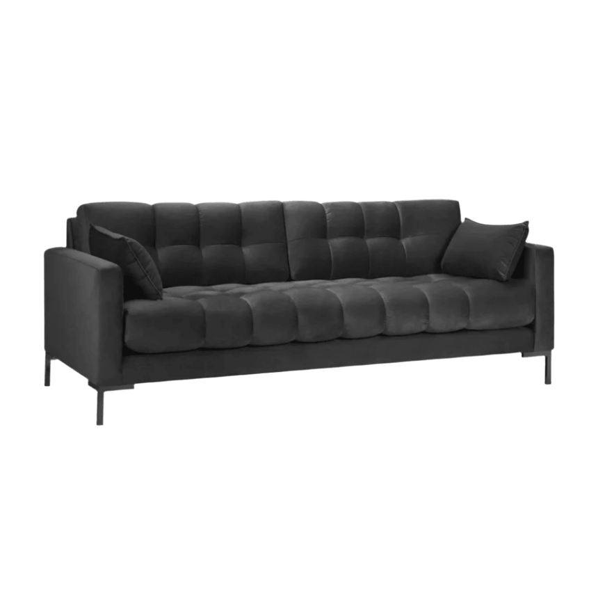 Mamaia 3 személyes bársony kanapé fekete lábbal