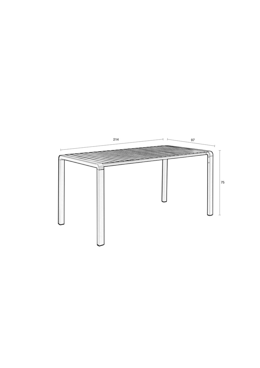 Vondel metal garden table 214x96.7