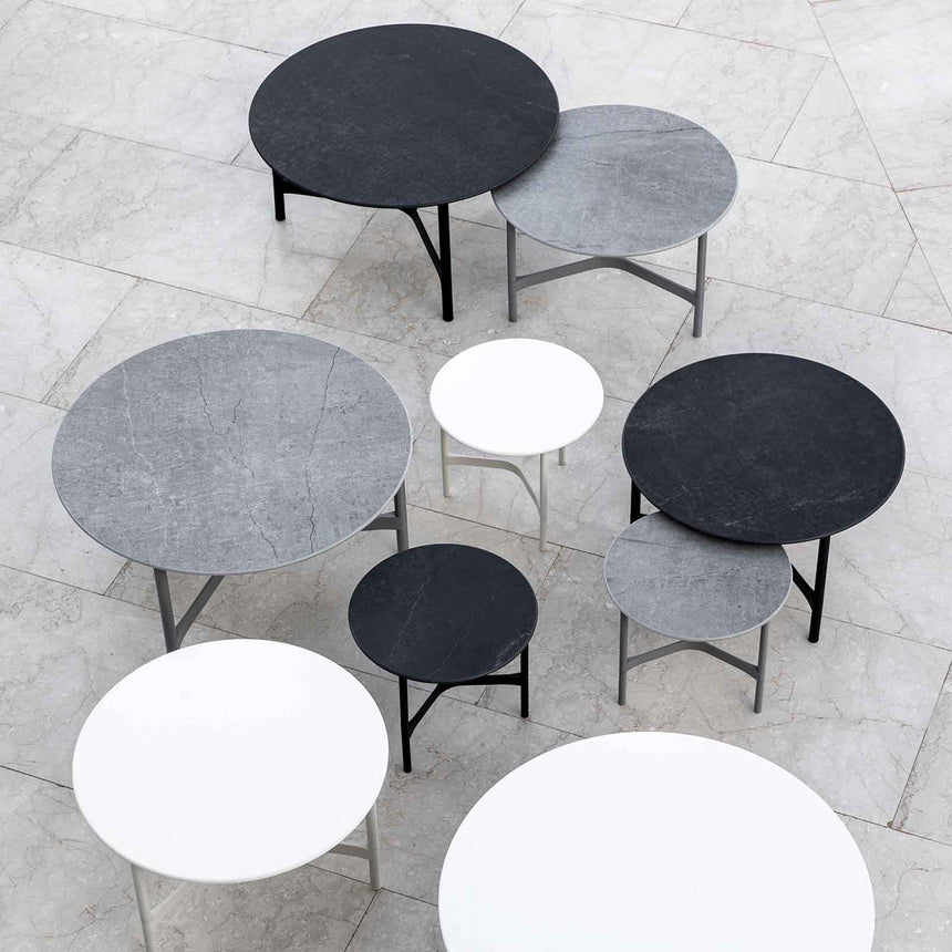 Twist kerámia kerti dohányzóasztal fém lábbal Ø90