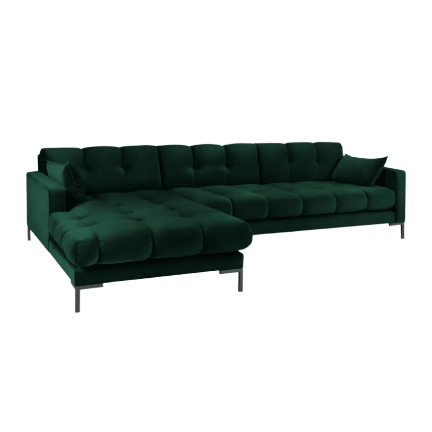 Mamaia balos bársony sarokkanapé fekete lábbal