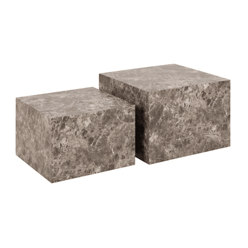 Dice marble effect coffee table set 58x58