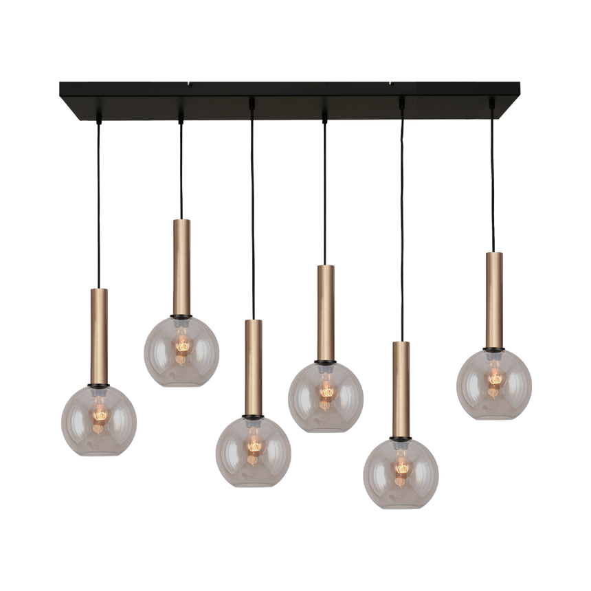 Bella2 6 izzós üveg függőlámpa arany foglalattal