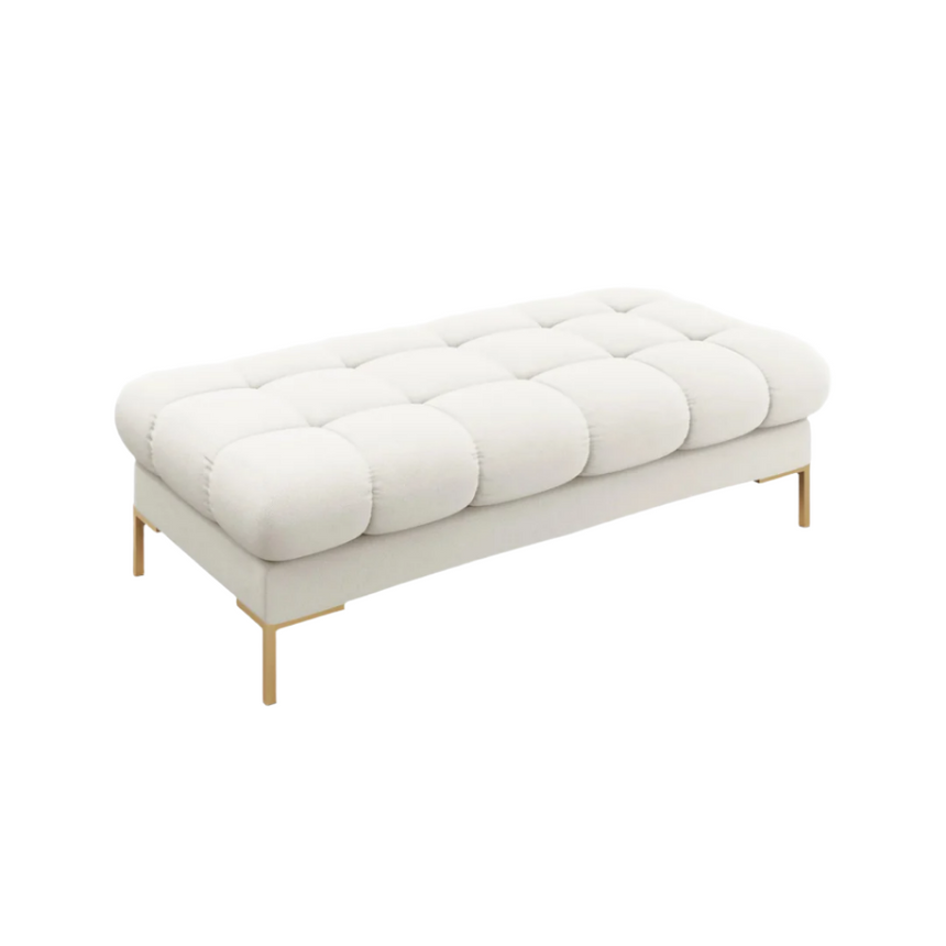 Mamaia fabric bench with gold legs