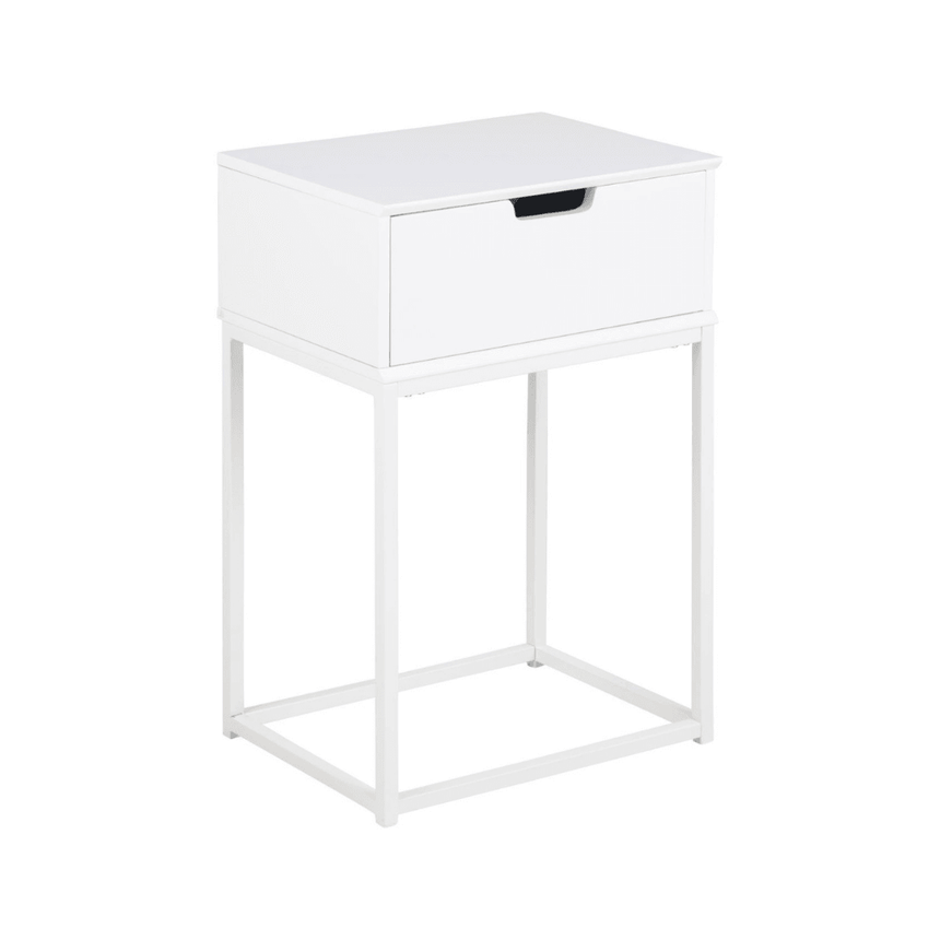 Mitra wooden bedside table with metal legs