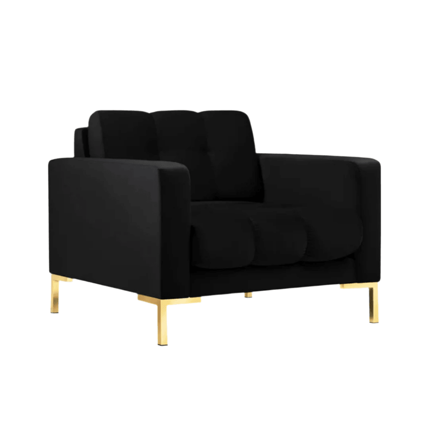 Mamaia velvet armchair with gold legs