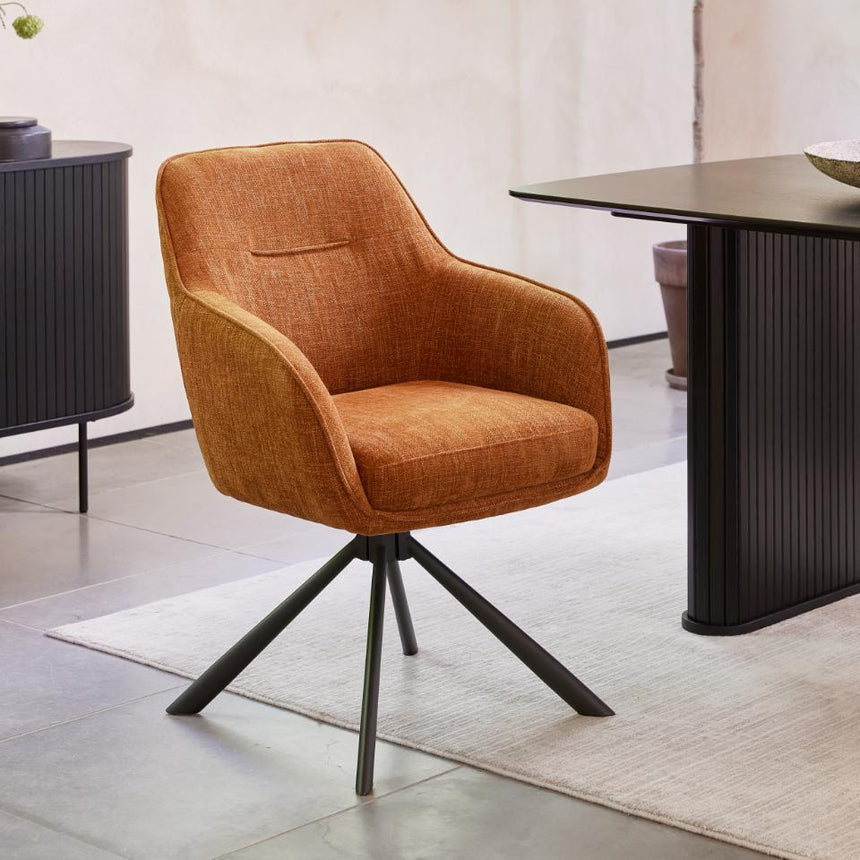 Avola fabric swivel chair with metal legs