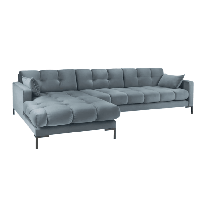 Mamaia balos bársony sarokkanapé fekete lábbal