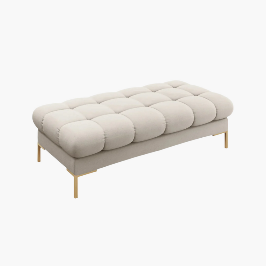 Mamaia fabric bench with gold legs
