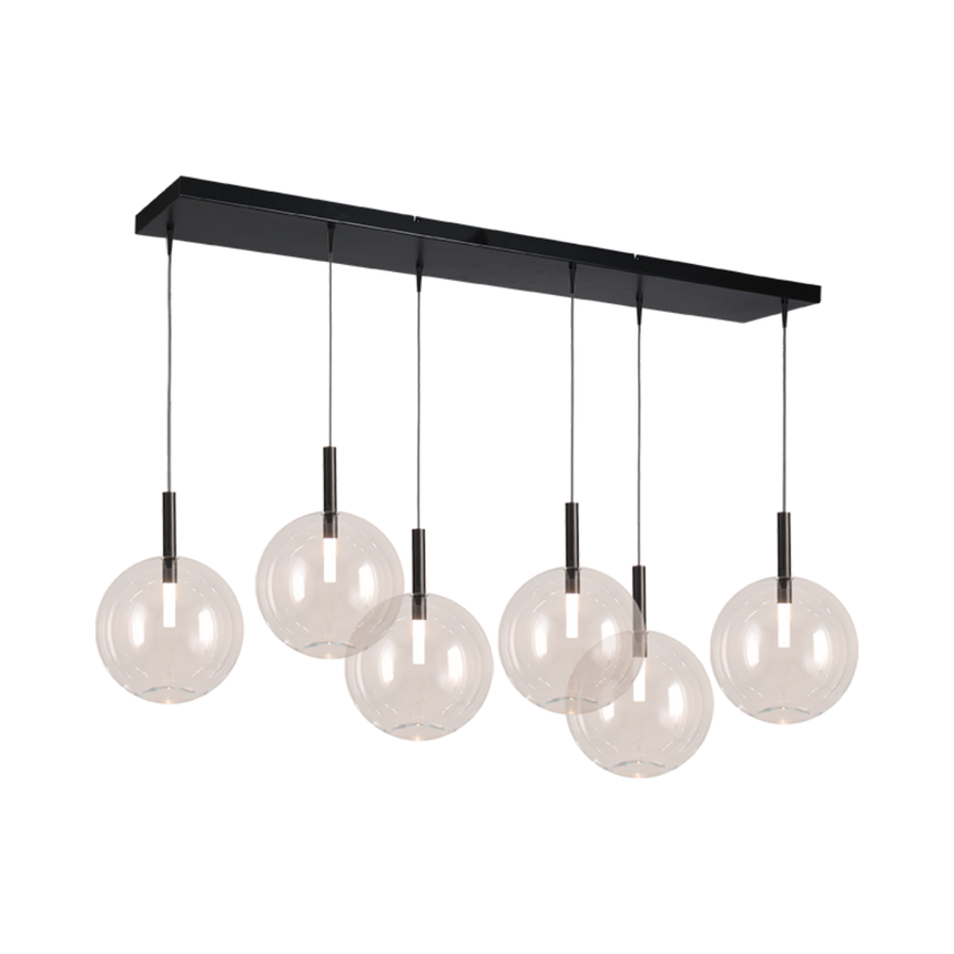 Lido átlátszó üveg függőlámpa fekete foglalattal