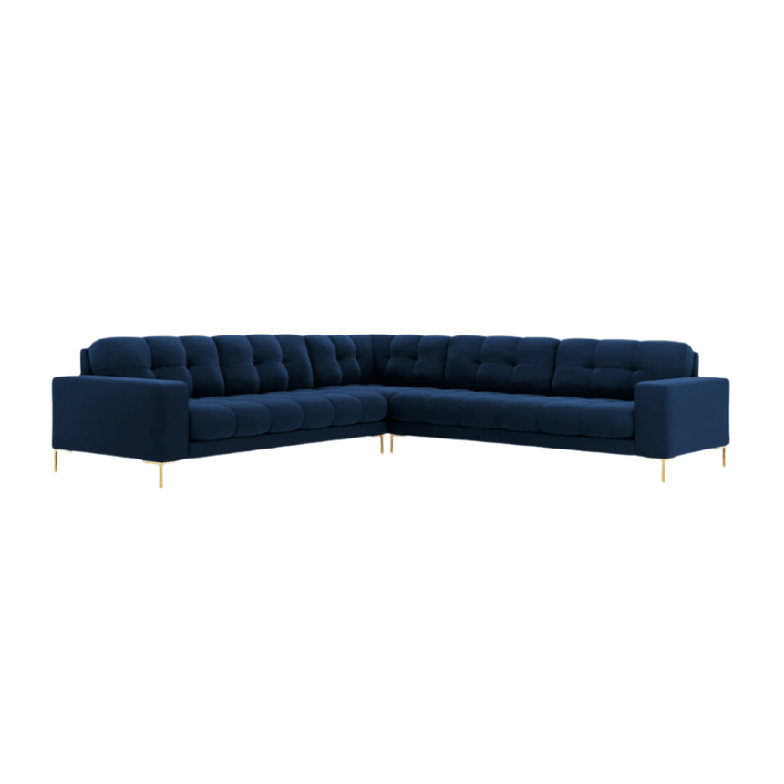 Mamaia bársony sarokkanapé arany lábbal