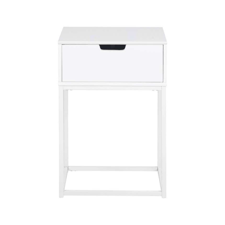 Mitra wooden bedside table with metal legs