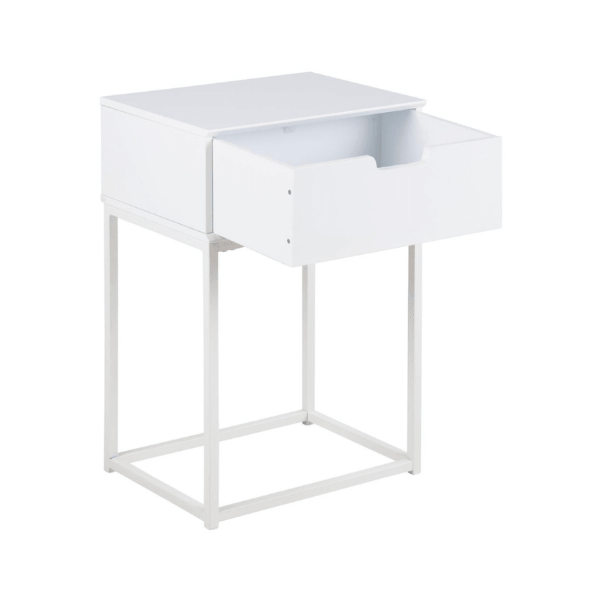 Mitra wooden bedside table with metal legs