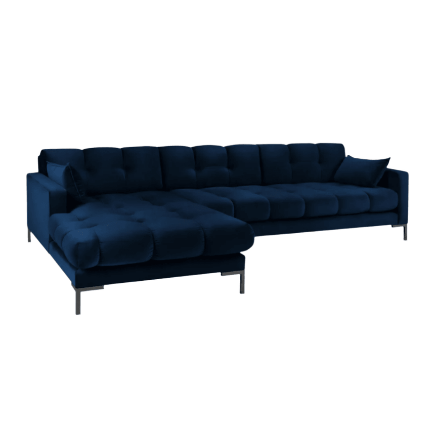 Mamaia balos bársony sarokkanapé fekete lábbal