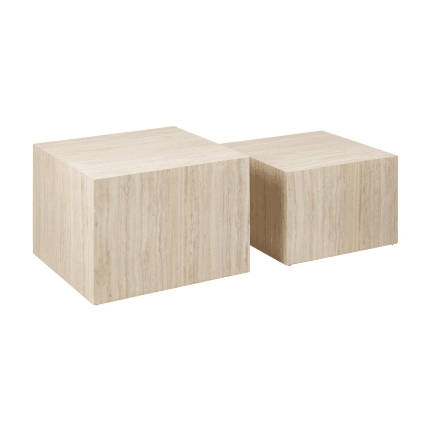 Dice limestone effect coffee table set 58x58