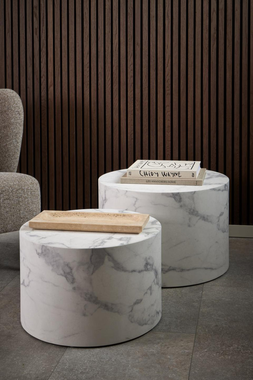 Dice marble effect coffee table set Ø58