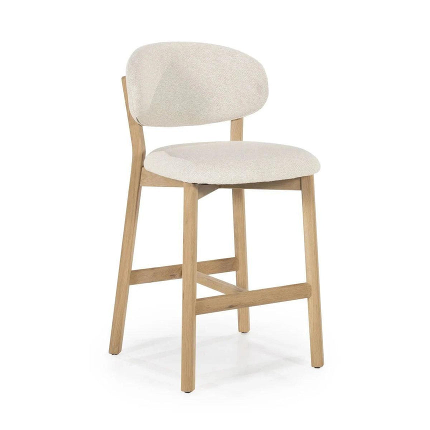 Mikky fabric bar stool with natural legs