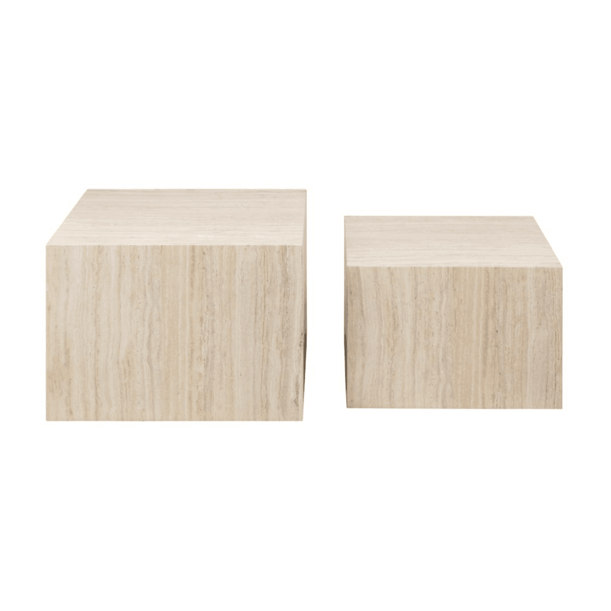 Dice limestone effect coffee table set 58x58