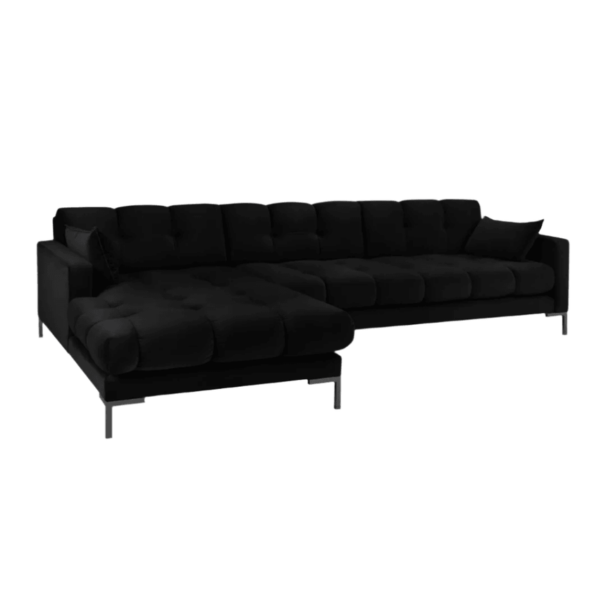 Mamaia balos bársony sarokkanapé fekete lábbal