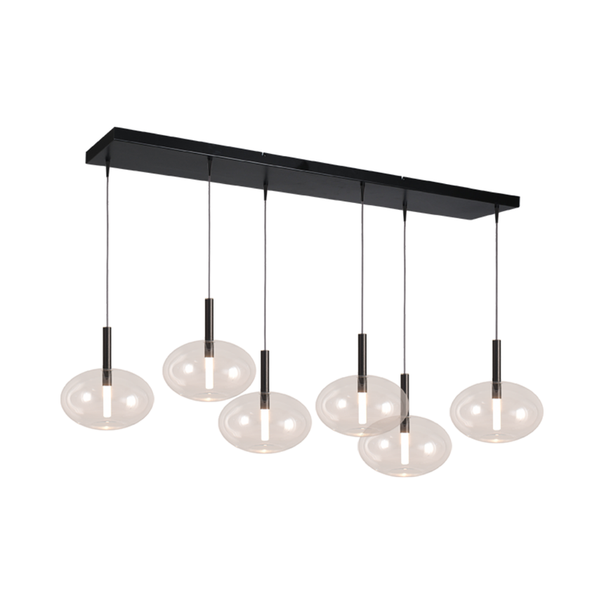 Lido átlátszó üveg függőlámpa fekete foglalattal