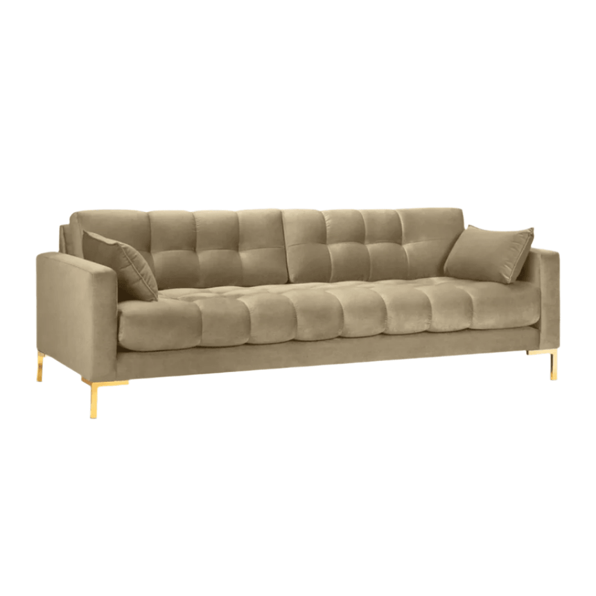 Mamaia 4 személyes bársony kanapé arany lábbal