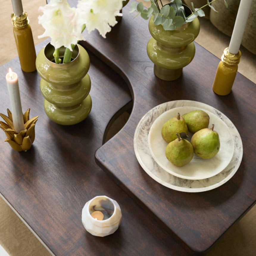 Yellow wooden dining table