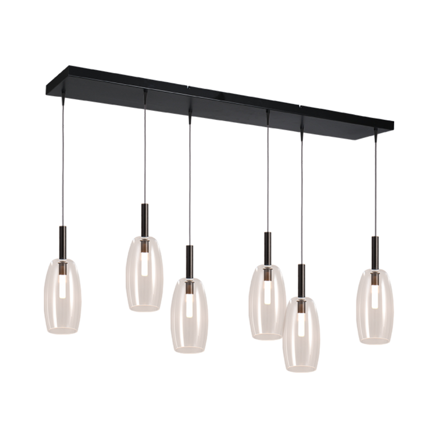 Lido átlátszó üveg függőlámpa fekete foglalattal