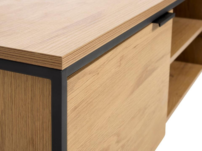 Cesura TV-szekrény – Tölgy furnér hatású felülettel és fekete fém vázzal