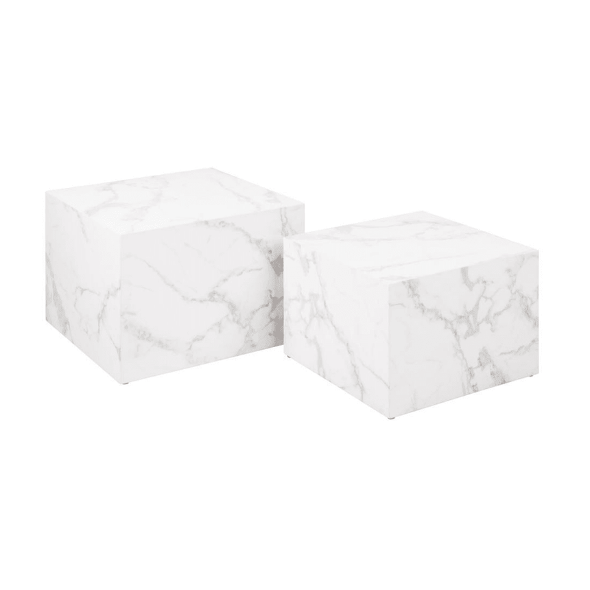 Dice marble effect coffee table set 58x58