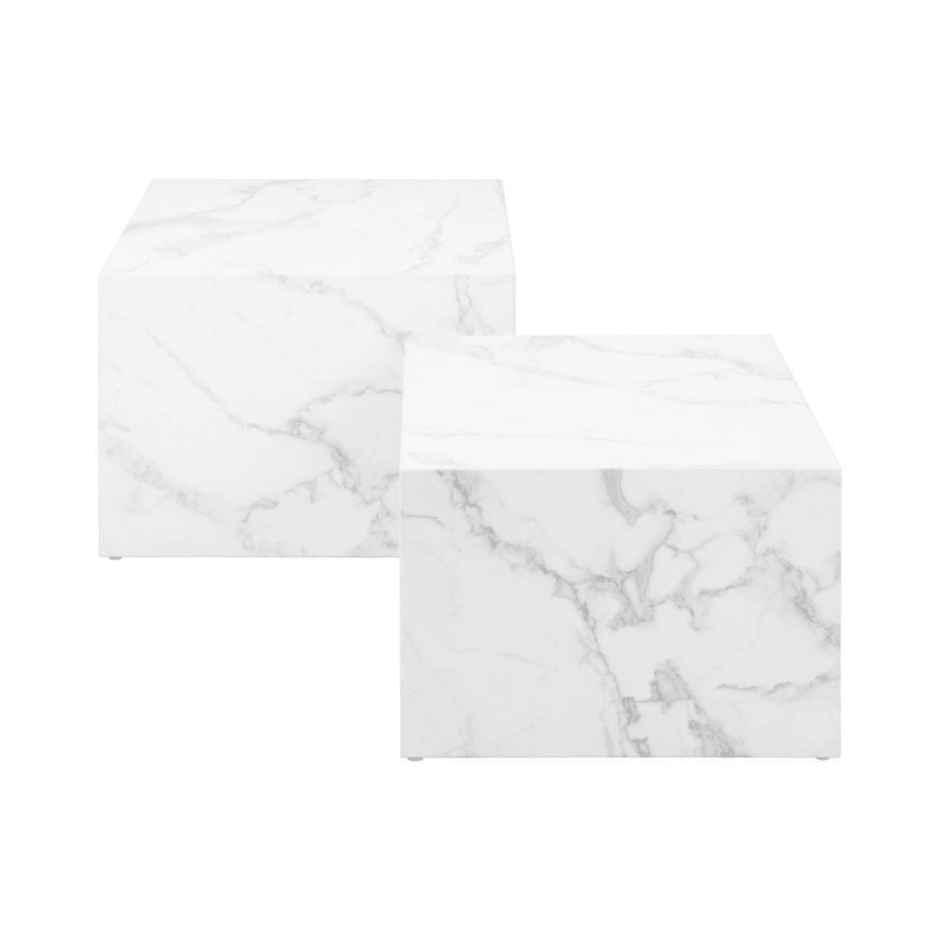 Dice marble effect coffee table set 58x58