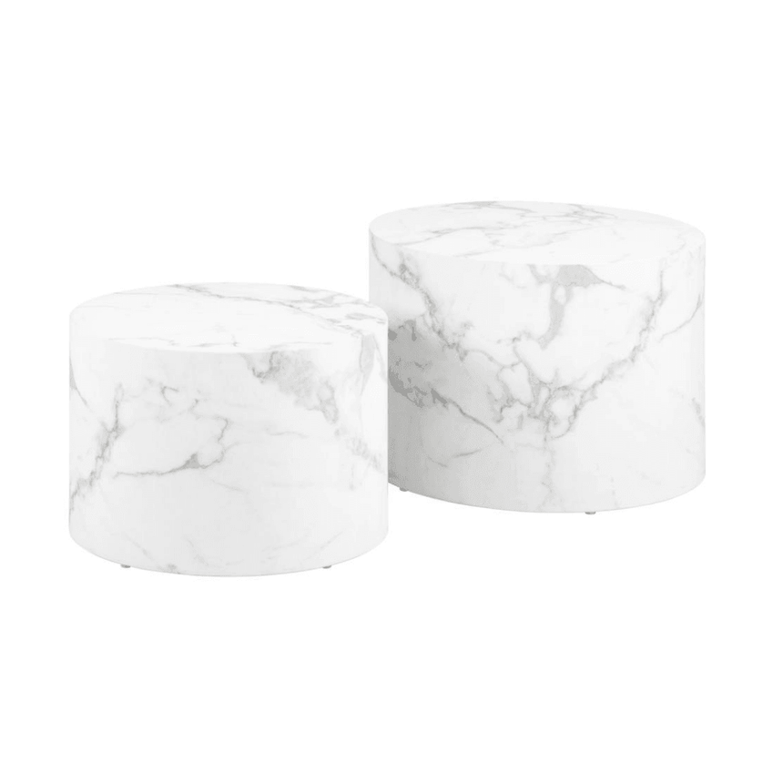Dice marble effect coffee table set Ø58