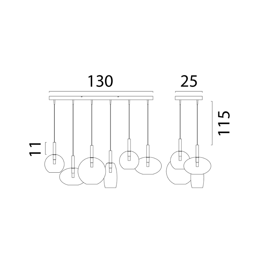 Lido világosszürke üveg függőlámpa